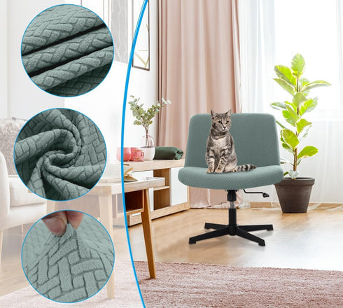 Armless/Office/Desk/Mid Fuloon Criss Cross Chair Cover, Waterproof, Stretchable, Solid Jacquard, Suited for Back Wide