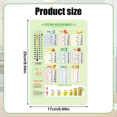 Kitchen Conversion Chart Magnet, Metric Conversion Chart for Cooking Measurement Chart Metric Conversion Guide Measuring Weight Temperature Kitchen Baking Cookbook Accessories