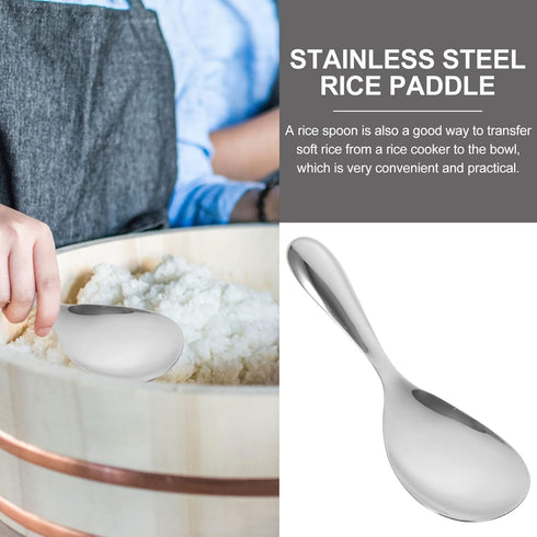 Stainless Steel Rice Paddle, Rice Spoon, Serving Scooper, Nonstick Rice Spatula for Mixing, Draining, Scraping