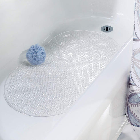 iDesign Circlz PVC Non-Slip Bath Mat, Suction for Shower, Bathtub, 27.2" x 15.4" x .3" - Clear