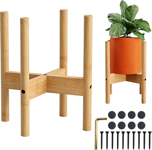 ALIGADO 2 Pack Bamboo Plant Stands Indoor, for Up to 12 Inch