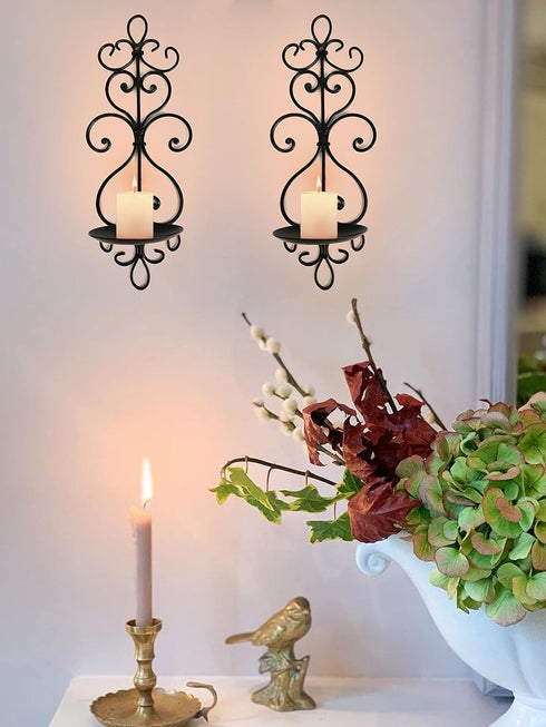 Set 2 (LY0017) Metal Wall Candle Sconce Holder of Hanging Wall Mounted Candle Sconces Holder, Wall Sconces Decor