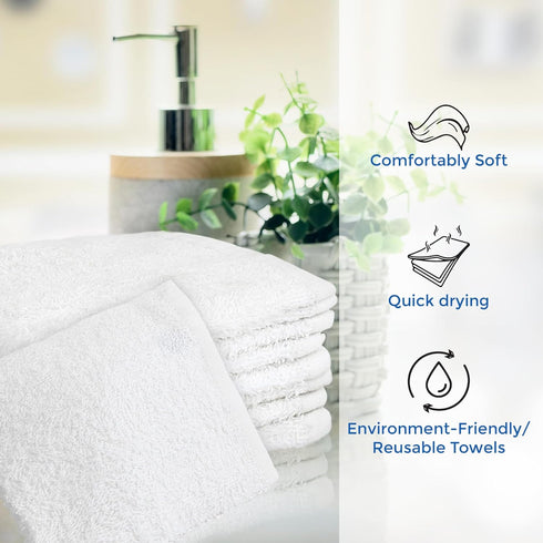 Crystal Ridge 10 Pack 12 x12 Cotton Wash Cloths - Washcloths for Showering, Face and Body, Soft and Highly Absorbent