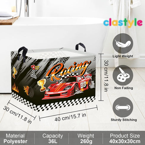 3D 40 30 30 cm Clastyle Sport Racing Car Boy Room Basket Racing Flag Monster Truck Toy Book Shelf Basket Large