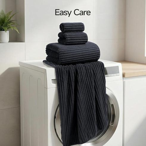 Set 8 8 2 2 2 2 REDKISS Black Bath Towels Piece - Microfiber Bathroom Towels of Large, Highly Absorbent Bath Towel