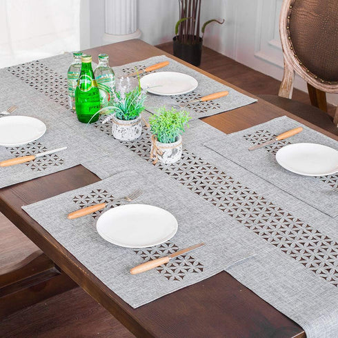ARTABLE Rectangle Table Runner, Fabric Farmhouse Gray, Home Garden Table Runners for Indoor and Outdoor Dining (Gray,