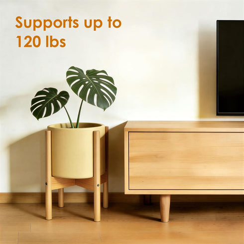 2 Pack 12 Inch ALIGADO Bamboo Plant Stands Indoor, for Up to Pots, Built to Fit Corners, Sturdy & Stable Design