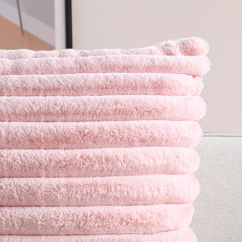 Super Soft Throw Pillow Cover, 20x20 Double Side Faux Fur Cushion Cover, Pink, 1 Piece