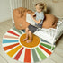 4 STARUIA Small Round Rug Ft Washable Round Rug for Kids Room, Colorful Sun Circle Rug for Playroom, Non-Slip Circular