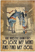 Riding Horse Metal Tin Sign, Into The Barn Lose My Mind and Find My Soul, Retro Wall Decoration 8x12 Inch