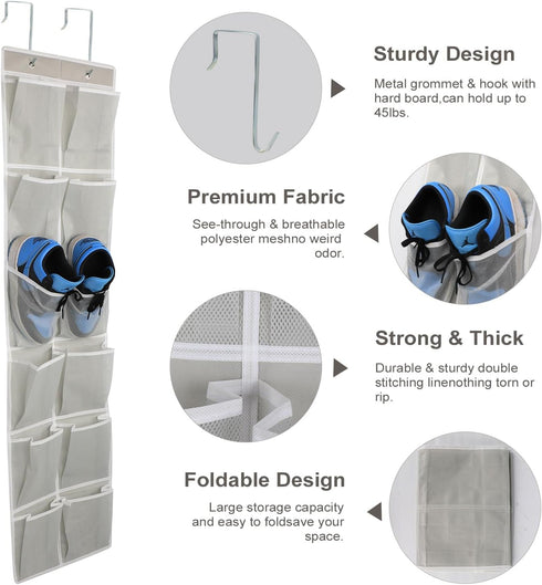 Over the Door 12 Pocket Hanging Shoe Organizer