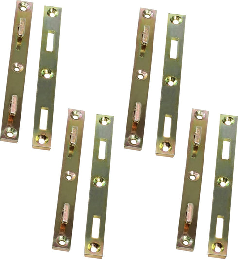 Set of 4 Pairs Rok Hardware Heavy Duty Steel Bed Rail Fasteners, 4" (102mm) Long, Zinc Plated, ROKBRF4