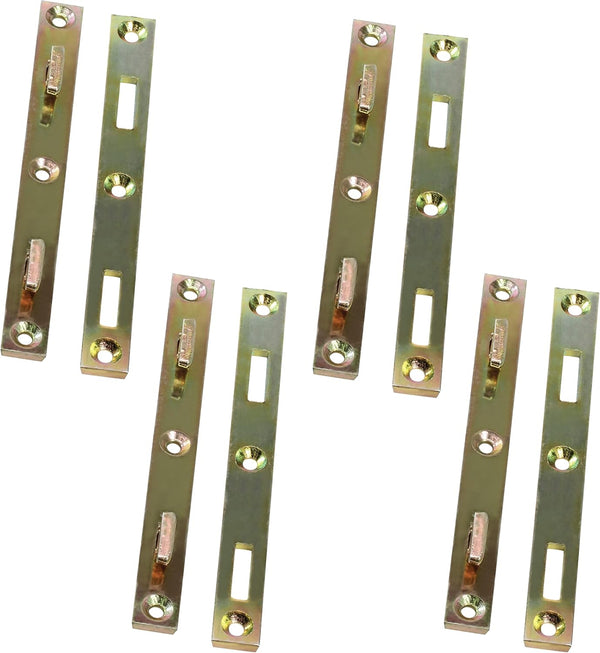 Set of 4 Pairs Rok Hardware Heavy Duty Steel Bed Rail Fasteners, 4" (102mm) Long, Zinc Plated, ROKBRF4