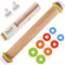 Wood Rolling Pin with 4 Adjustable Thickness Rings, Non-stick Dough Roller, 17 Inch Pizza Roller for Baking