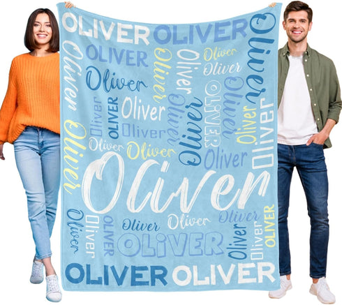 PerStudio Personalized Baby Blanket for Boys Custom Name Blankets Throws for Girls Customized Christmas Birthday Gifts