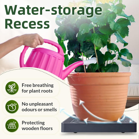 2PCS 9.96 inches REDHUGO Square Plant Caddy with Hidden Wheels, Heavy Duty Rolling Plant Stand Caddy with Wheels, Pot
