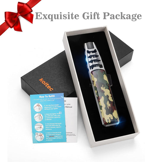 Butane Torch, Outdoor Windproof Cooking Torch Lighter, Refillable Adjustable Jet Flame Kitchen Butane Lighter,