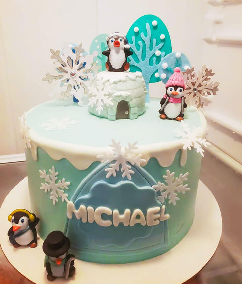 JeVenis Winter Penguin Cake Decoration - Snowflake Supplies for Onederland Party