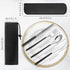 Reusable Utensils with Case, Travel Silverware Set, 18/8 Stainless Steel Flatware for Lunch Box