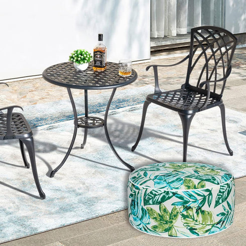 Ottoman,20"x9" Inflatable Outdoor Portable Patio Pouf,Water Resistant,Fade-Resistant,Round Blow Up Footrest Stools
