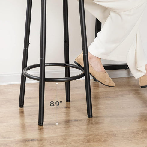 Set 2 BF03BY01 HOOBRO Bar Stools, of Bar Chairs, Kitchen Round Height Stools with Footrest, Breakfast Bar Stools