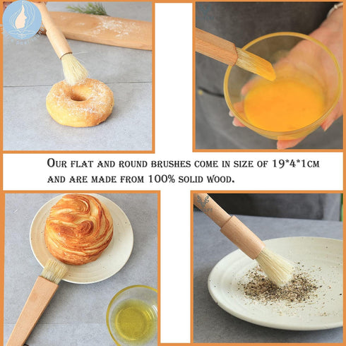Angel s Peel Lounge Basting Brush, Wooden Handle Oil Brush for Cooking, Baking, BBQ Sauce, 2 Pcs