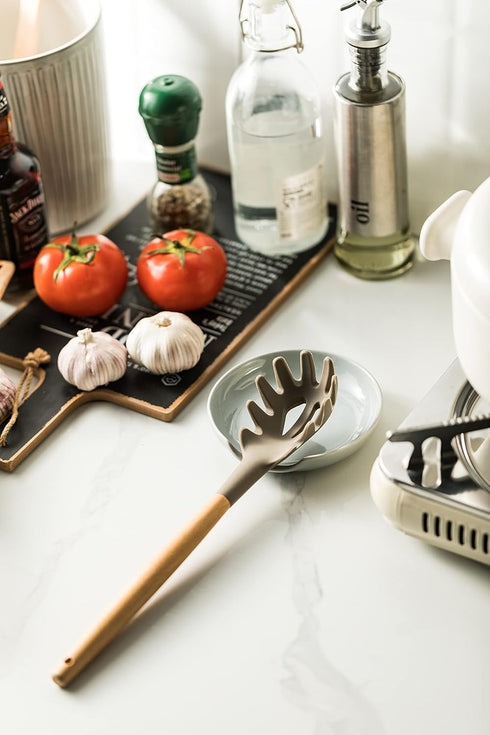 Ceramic Spoon Rest for Kitchen Counter, Cooking Utensil Holder with Drip Tray for Ladles, Tongs, Spatula