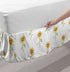 Lunarable Sunflower Bedskirt, Hand Drawn Floral Pattern, Queen Size, Green Ginger, Gathered Design