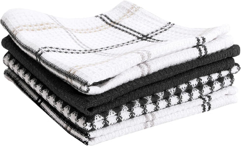 T-FAL Premium Waffle Dish Cloths, 100% Cotton, 12"x13", 4-Pack, Neutral