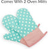 GreenFist Set of Two Oven Mitts, Heat Resistant Cotton Kitchen Pot Holder, Dotted Blue