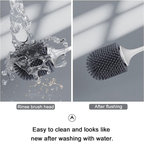 Lefree 2 Pack Silicone Toilet Brush and Holder Set with Ventilated Holder for Bathroom Cleaning