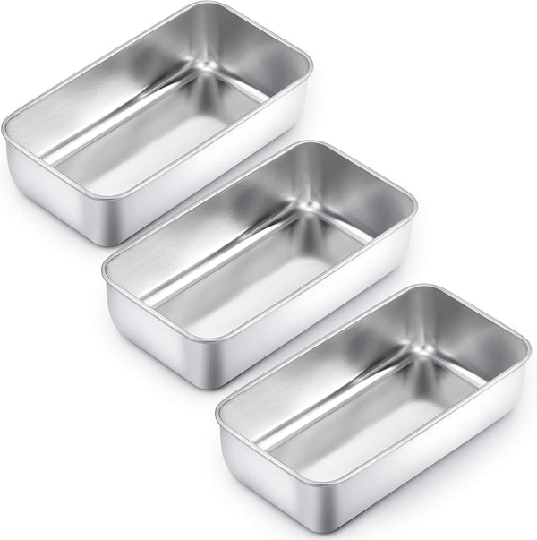 TeamFar Loaf Pan Set of 3, 9 x 5 Inch Stainless Steel Bread Loaf Meatloaf Pan for Baking Bread Cake Toast Brownies,