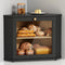 Goozii Corner Bread Box for Kitchen Countertop, Black Bread Storage Container for