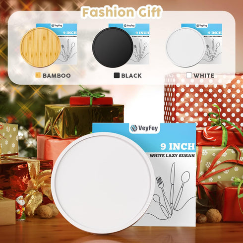 Turntable Vanity Tray 9 Inch for Perfume Candle, Bamboo Kitchen Sink Countertop Organizer for Glass, Sponge, Soap