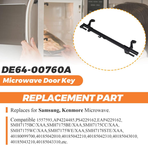 DE64-00760A Door Hook Latch Key, 2024 Upgrade Fit for Samsung Microwave - Replace DE64-01308A, PS4229162, AP4224485,