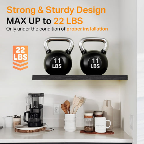 15.7in 22lbs Set 4) BAYKA Floating Shelves for Wall, Wall Mounted Rustic Wood Shelves for Bathroom, Bedroom, Living