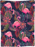 Perinsto 50"X40" Tropical Flamingos with Palm Leaves Throw Blanket Ultra Soft Warm All Season Decorative Fleece