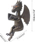 Dragon Reading Book Statue Figurine Sculpture, Wearing Glass Dinosaur Mini Cute Small Creative Ornament for Garden