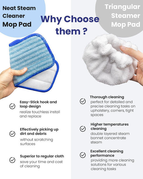3+3 Steam Cleaner Accessories Compatible with Dupray Steam Cleaner, Triangle Microfiber Bonnet for Neat Steam Cleaner