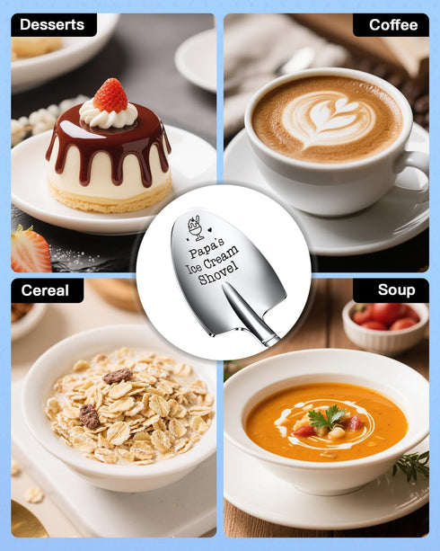 Fathers Day Gifts for Dad, Large Papas Ice Cream Shovel, Icecream Scoop Stainless Steel, Anniversary Birthday Gifts