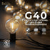 26ft 25 Bulbs,G40 Bulbs, Formosa Indoor/Outdoor Clear LED Christmas String, Patio Light with Retro Round Waterproof
