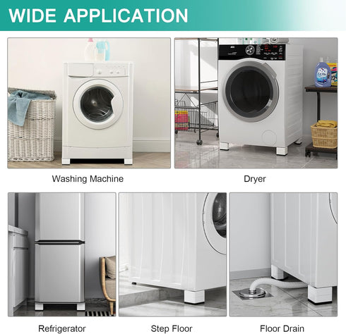 SEISSO Anti Vibration Pads, Shock and Noise Cancelling Foot Pads for Washing Machine, Protect Laundry Shaking (White)