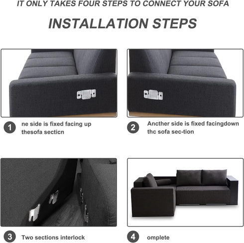 DEEPDREAM 12 Pcs Sectional Couch Connectors, Metal Clips with 28 Pcs Screws for Interlocking Furniture