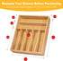 Kitchen Bamboo Silverware Organizer, Natural Utensil Holder and Cutlery Tray with 7 Slot Grooved Dividers