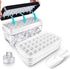 Ice Cube Trays with Lid & Bin, 64 pcs Ice Cubes, Easy Press Release, 2 Trays, 1 Ice Bucket & Scoop, Black
