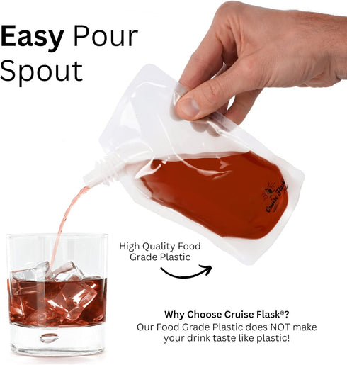 Concealable Reusable Cruise Flask Kit - Sneak Drinks Anywhere - 4 x 32 oz, 2 x 16 oz, 2 x 8 oz, 1 Funnel