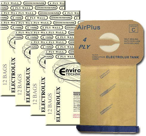 EnviroCare 48 Electrolux Type C Tank Model Vacuum Cleaner Bags, 4 Ply