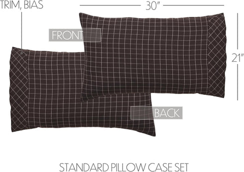 VHC Brands Standard Pillowcase Set, 21x30, Wyatt Bedding Accessory, Plaid Tan