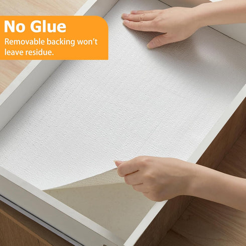 Viseeko Non-Adhesive Shelf Liner for Kitchen Cabinets, Strong Grip Marble Drawer Liner, Easy to Use (White, 11.8IN x