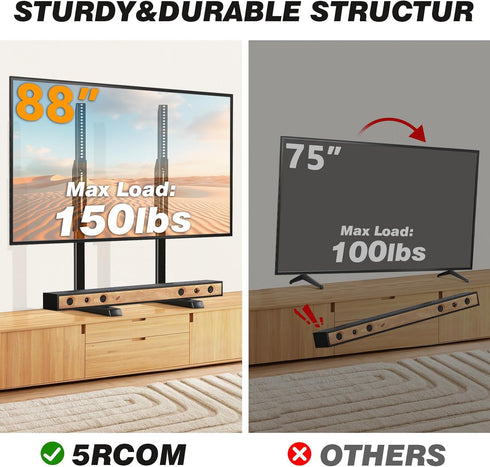 5Rcom 35-88 Inch 150lbs Table Top TV Stand, Universal TV Stand for with Height Adjustment, TV Mount Stand Up
